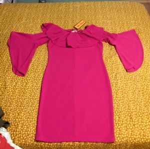 Hot pink bell sleve dress